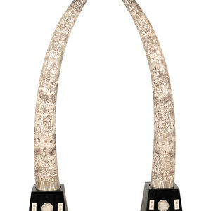 A Pair of Large Carved Bone
