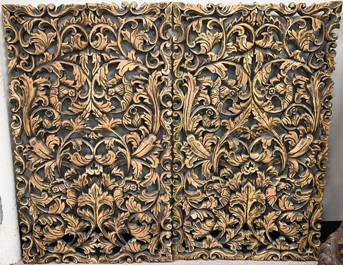 A PAIR OF LARGE CARVED WOOD