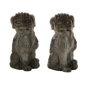 A PAIR OF LARGE CAST STONE FOO