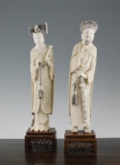 A pair of large Chinese ivory