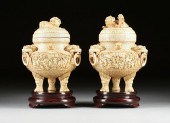 A PAIR OF LARGE CHINESE CARVED