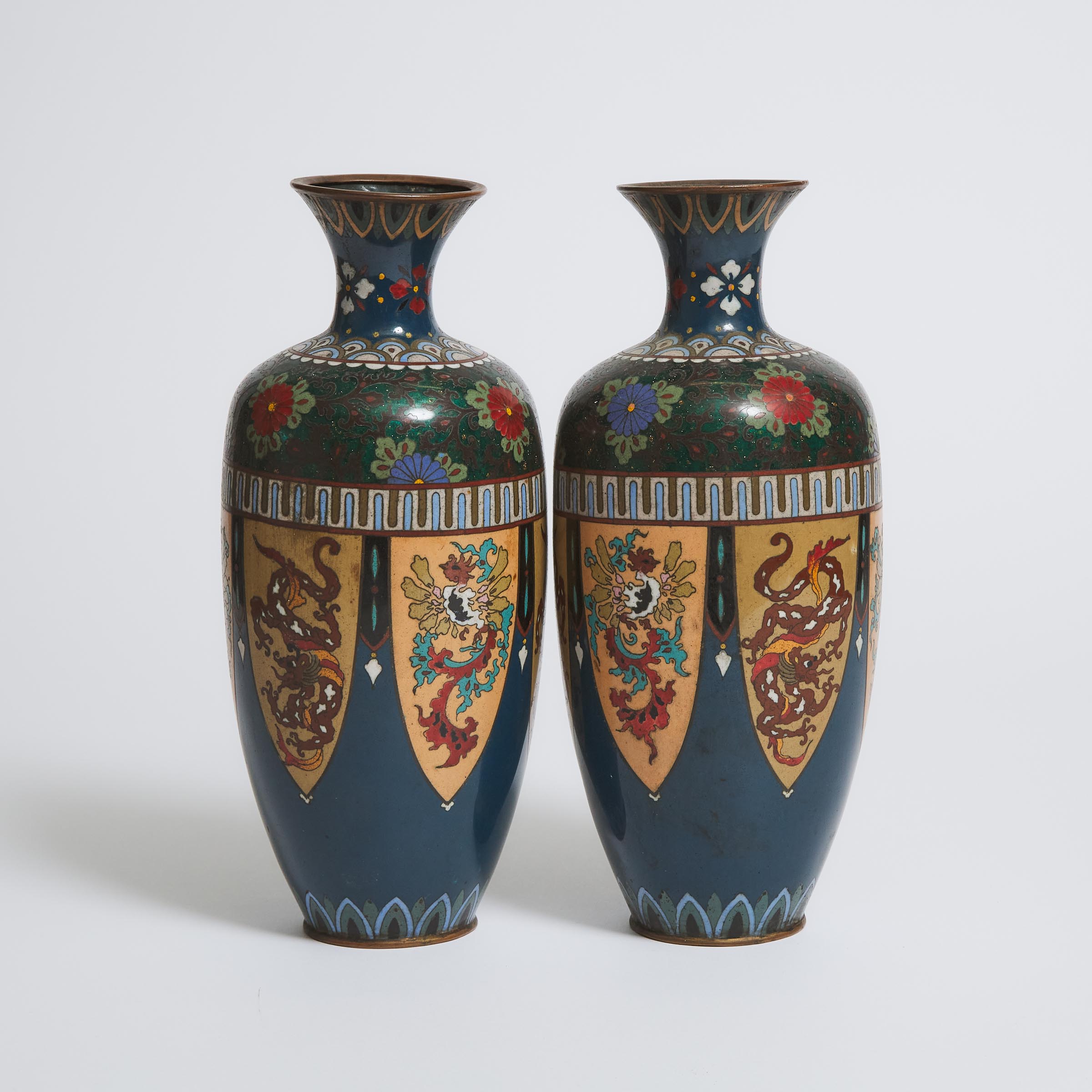 A Pair of Large Cloisonné Enamel