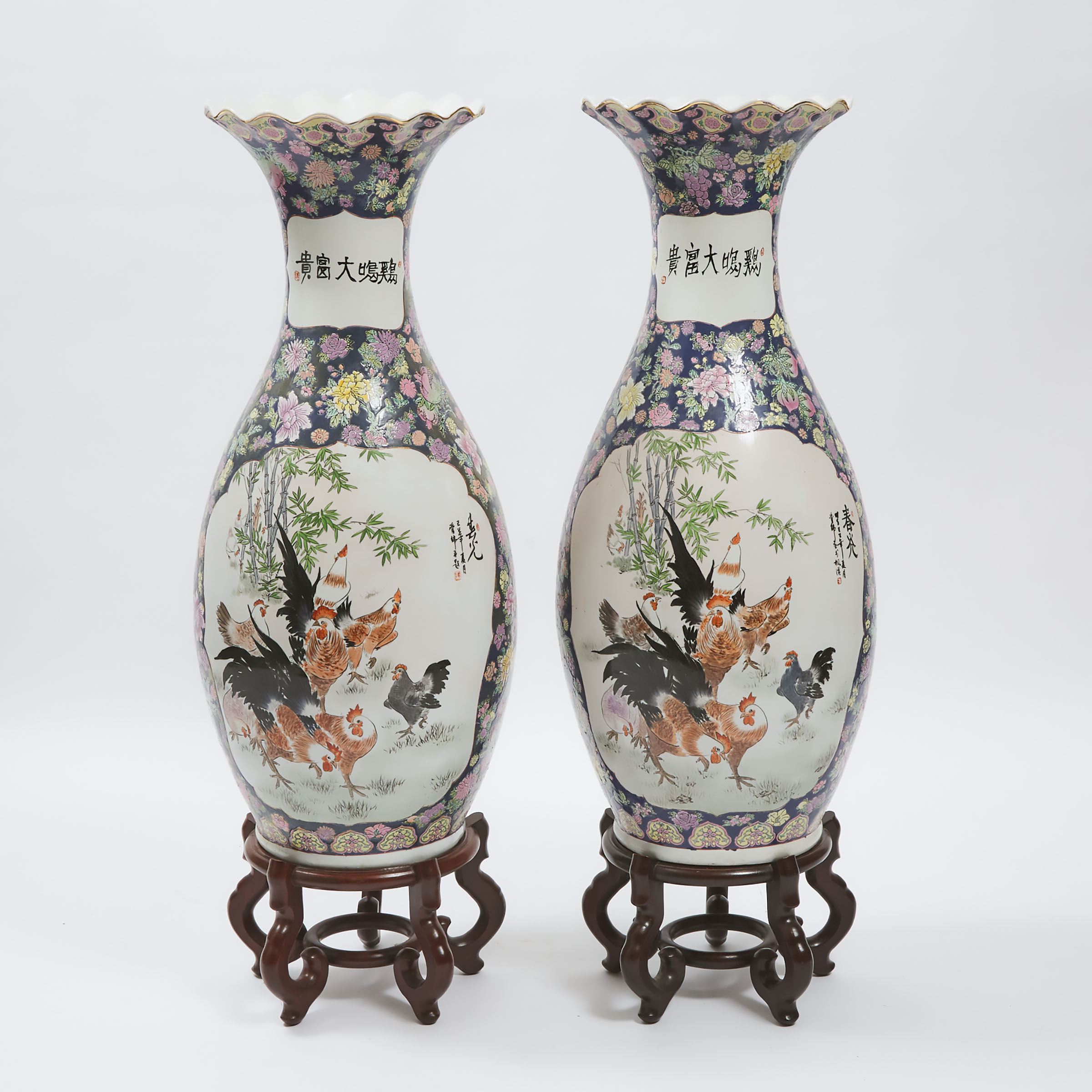A Pair of Large Famille Rose