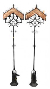 A PAIR OF LARGE GOTHIC ARTS &
