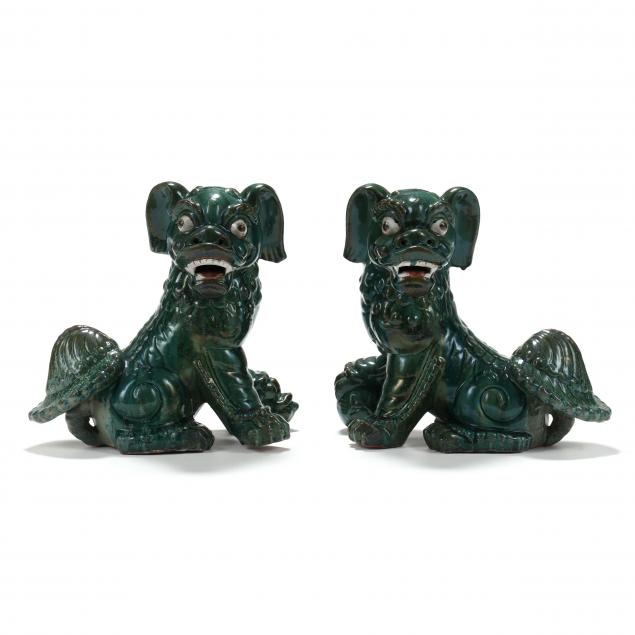 A PAIR OF LARGE GREEN ASIAN