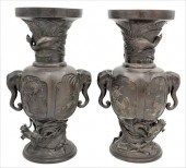 A PAIR OF LARGE JAPANESE BRONZ
