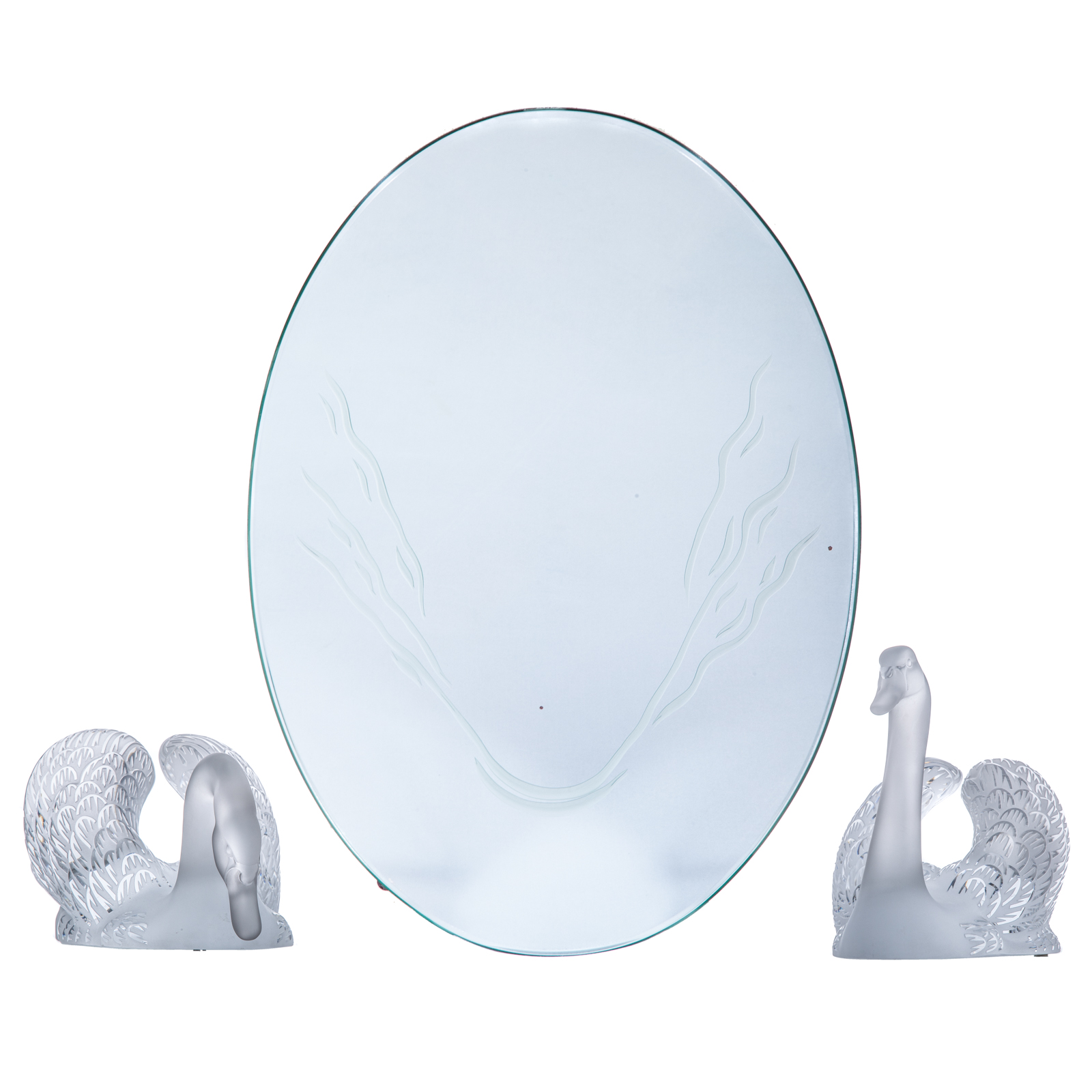 A PAIR OF LARGE LALIQUE CRYSTAL