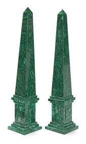 A PAIR OF LARGE MALACHITE OBEL