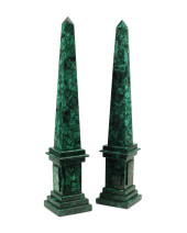 A PAIR OF LARGE MALACHITE-VENE