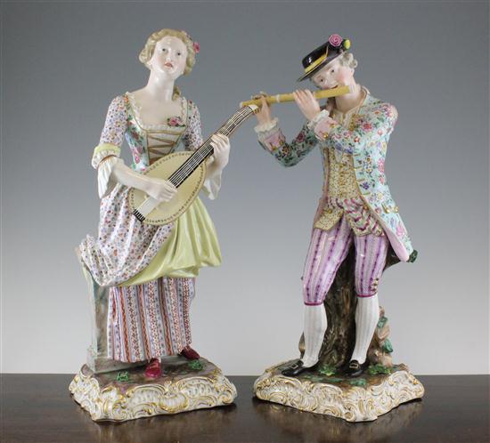 A pair of large Meissen figures