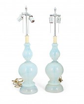 A PAIR OF LARGE OPALINE BLOWN