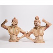 A Pair of Large Painted and Gi