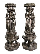 A PAIR OF LARGE PLASTER BLACK-