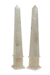 A PAIR OF LARGE ROCK CRYSTAL O