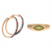 A PAIR OF LEVIAN HOOPS & TOM S