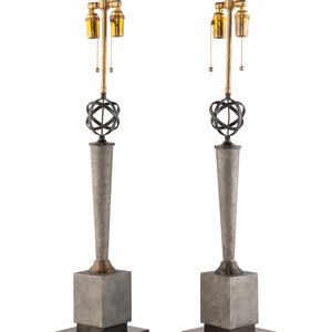 A Pair of Library Table Lamps in