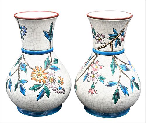 A PAIR OF LONGWY ENGLAND VASESA