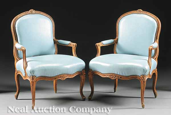 A Pair of Louis XV Carved Walnut