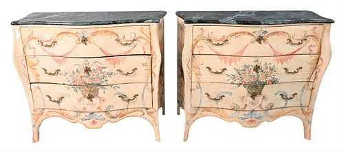 A PAIR OF LOUIS XV STYLE MARBLE TOP