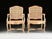 A PAIR OF LOUIS XV STYLE CANED