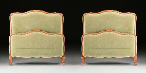 A PAIR OF LOUIS XV STYLE MOHAIR