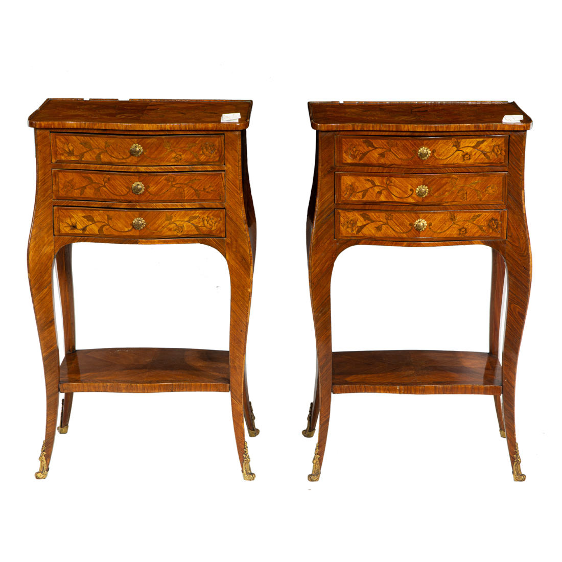 A PAIR OF LOUIS XV STYLE INLAID