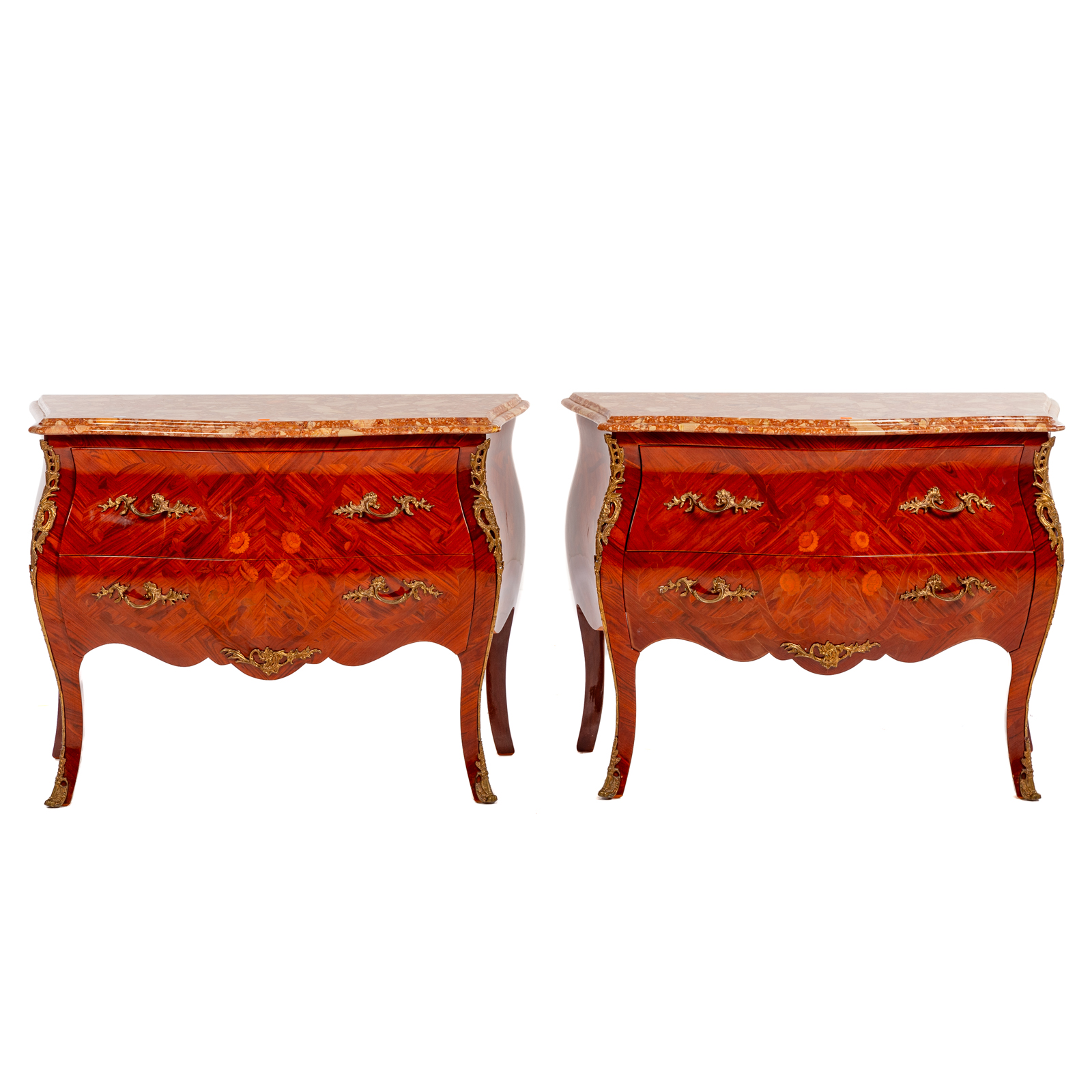 A PAIR OF LOUIS XV STYLE MARBLE TOP