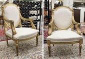 A PAIR OF LOUIS XVI STYLE ARMC