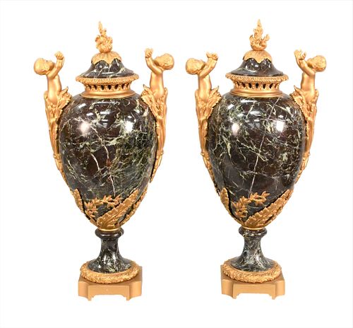 A PAIR OF LOUIS XVI STYLE GREEN