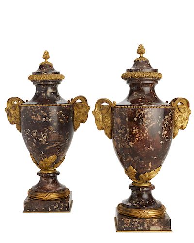 A PAIR OF LOUIS XVI STYLE MARBLE