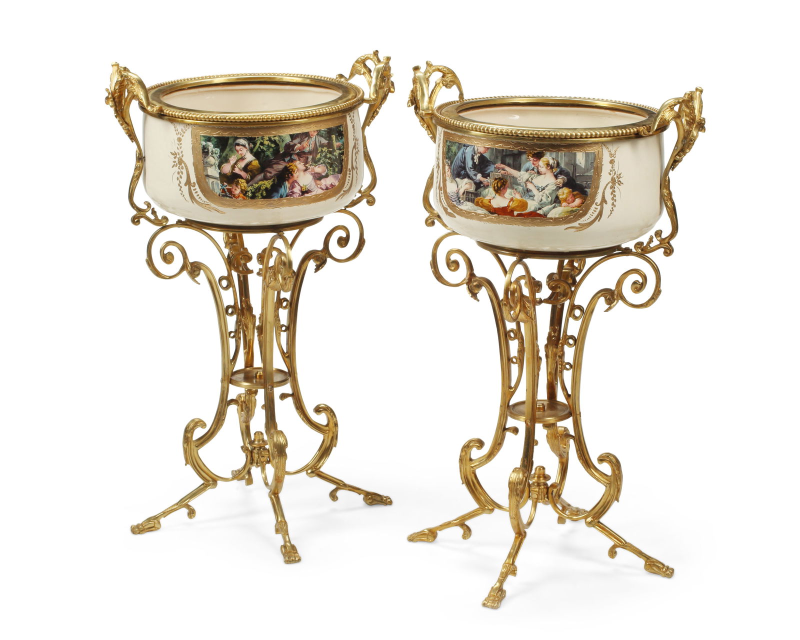A PAIR OF LOUIS XVI-STYLE CERAMIC