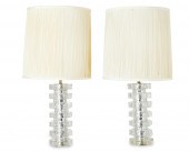 A PAIR OF LUCITE AND CHROME TA