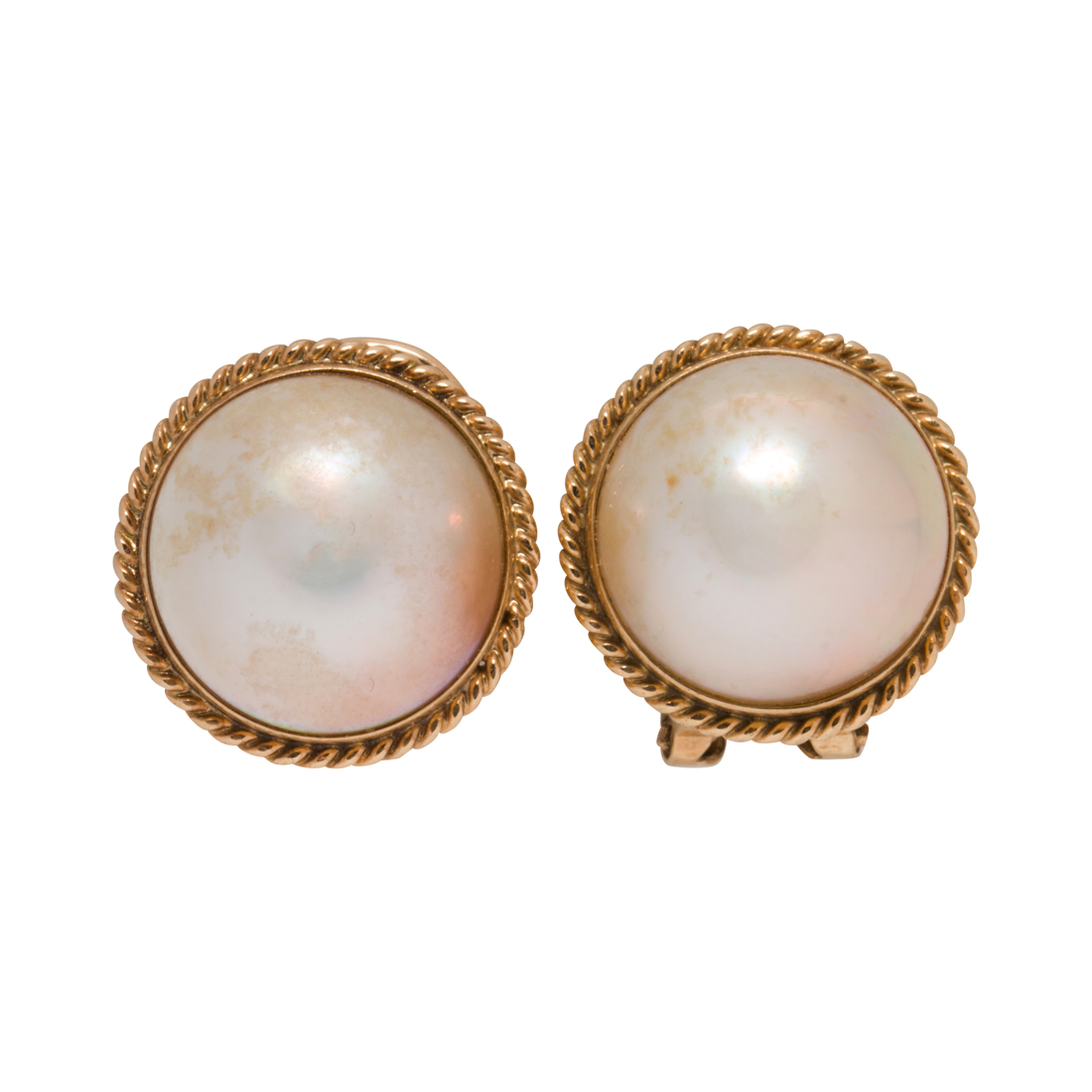 A PAIR OF MABé CULTURED PEARL AND