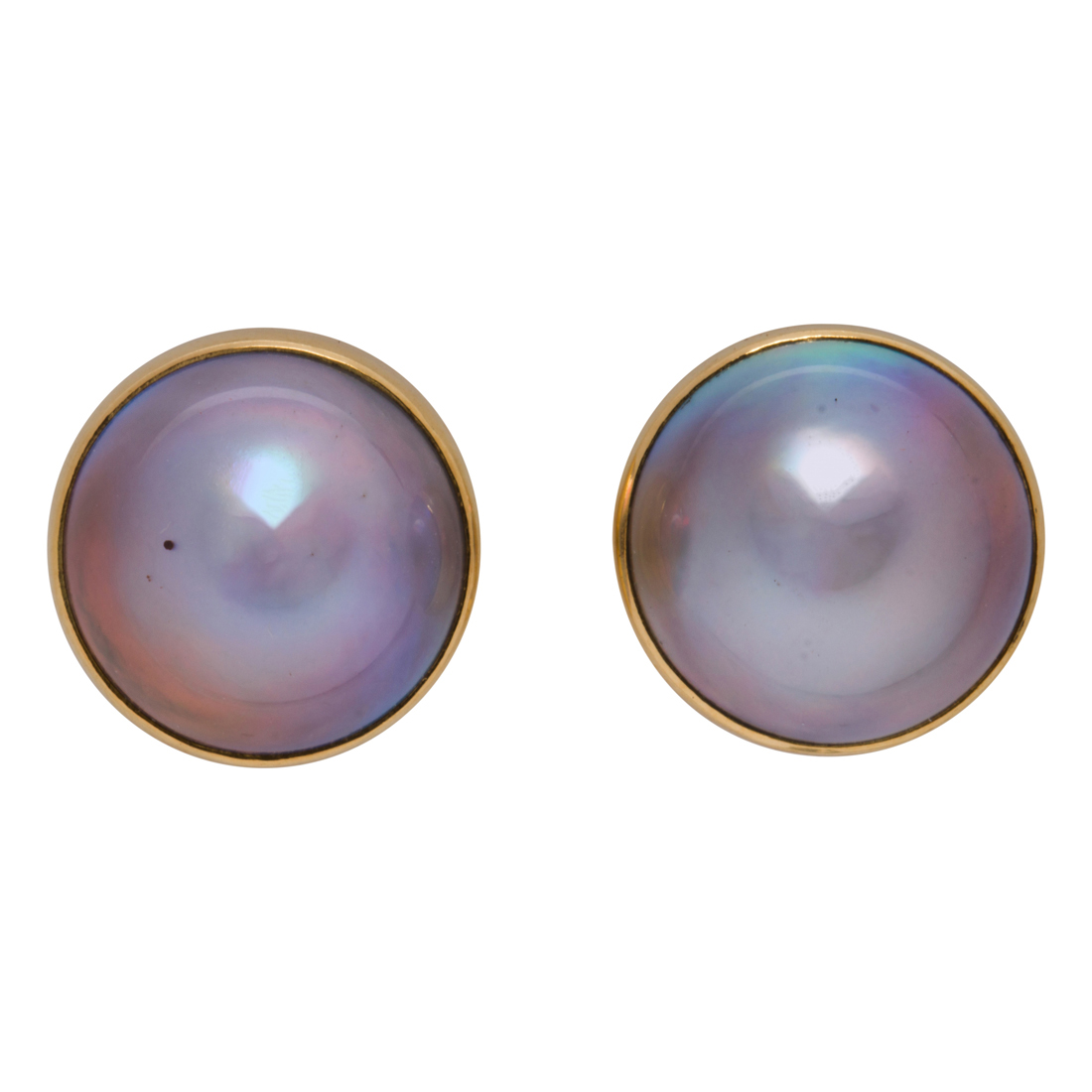 A PAIR OF MABé CULTURED PEARL AND