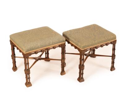 A pair of mahogany stools, George
