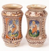 A pair of maiolica albarelli i