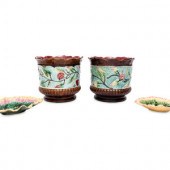 A Pair of Majolica Cache Pots