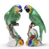 A PAIR OF MAJOLICA GLAZED PARR