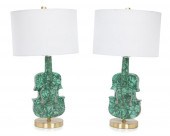 A PAIR OF MALACHITE VIOLIN-FOR