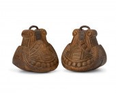 A PAIR OF MAPUCHE CARVED WOOD
