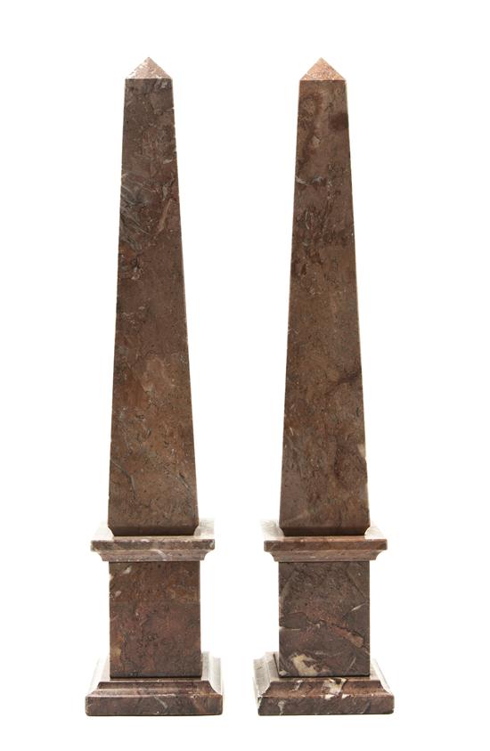 A Pair of Marble Obelisks of