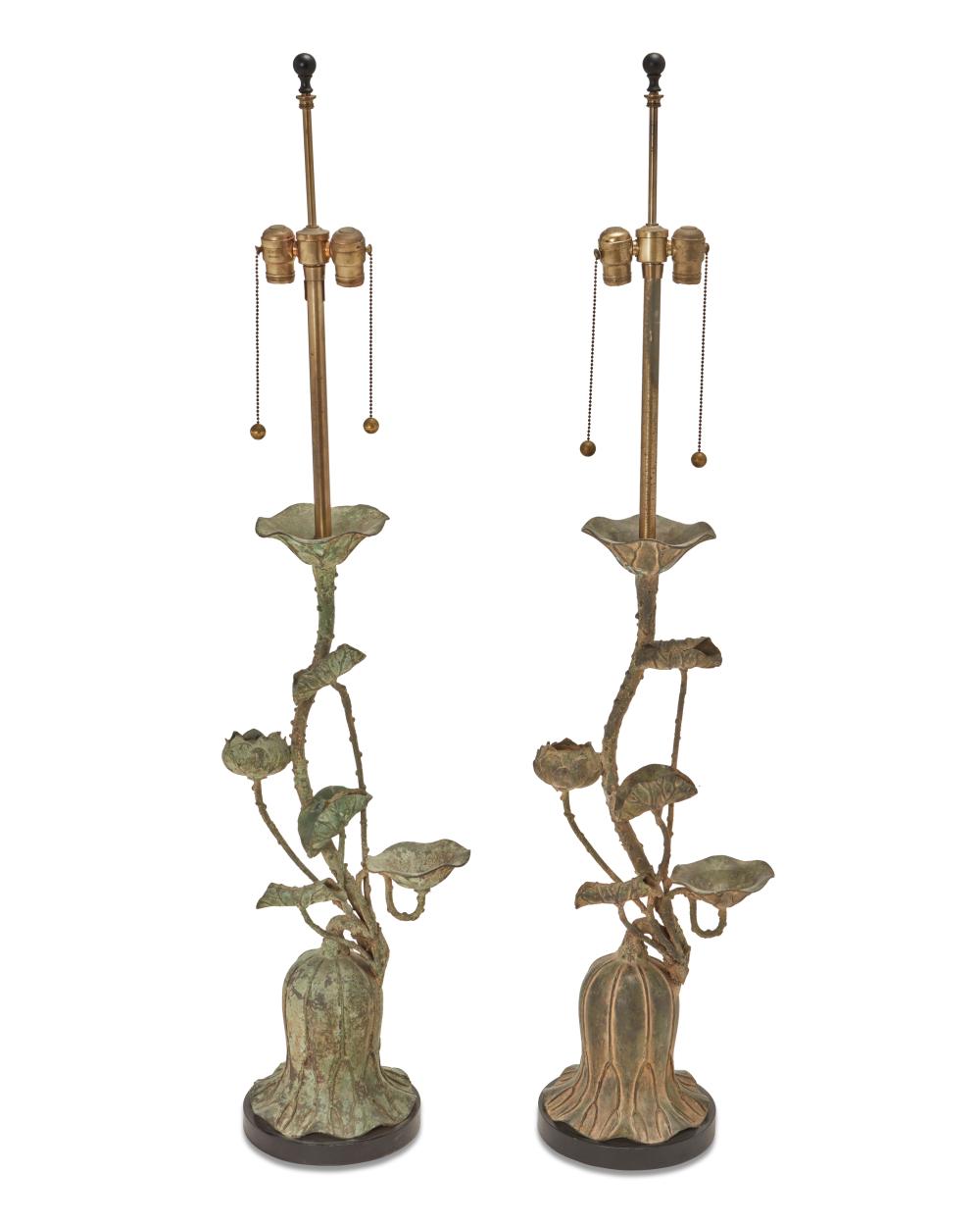 A PAIR OF MARBRO LAMP CO. BRASS