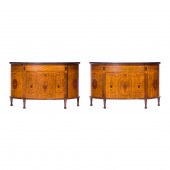 A PAIR OF MARQUETRY DECORATED