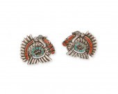 A PAIR OF MATL SILVER EARRINGS