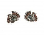 A PAIR OF MATL SILVER EARRINGS