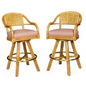 A PAIR OF MCGUIRE BAR STOOLS A