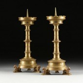 A PAIR OF MEDIEVAL STYLE BRONZ