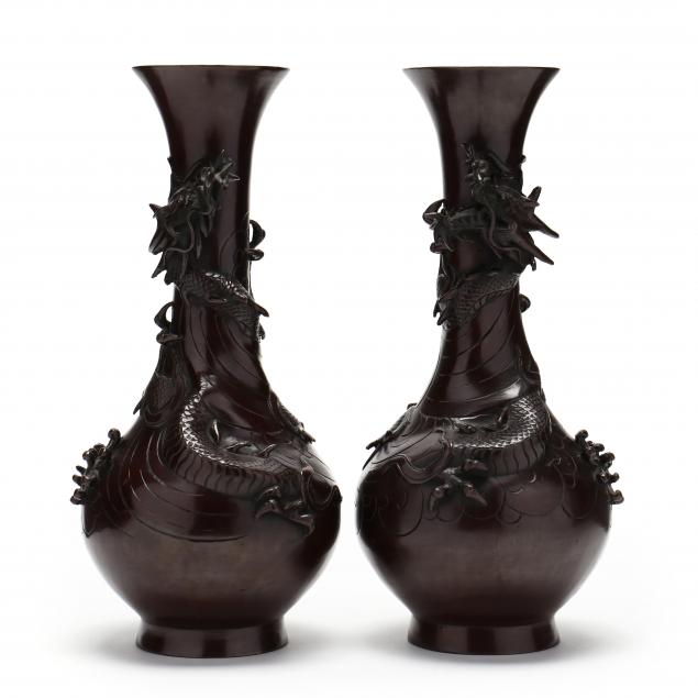 A PAIR OF MEIJI PERIOD BRONZE