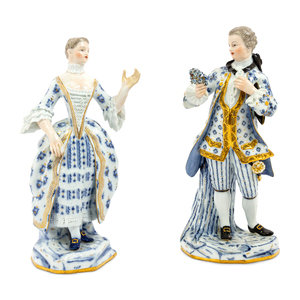 A Pair of Meissen Blue and White