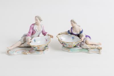 A pair of Meissen figural salts,